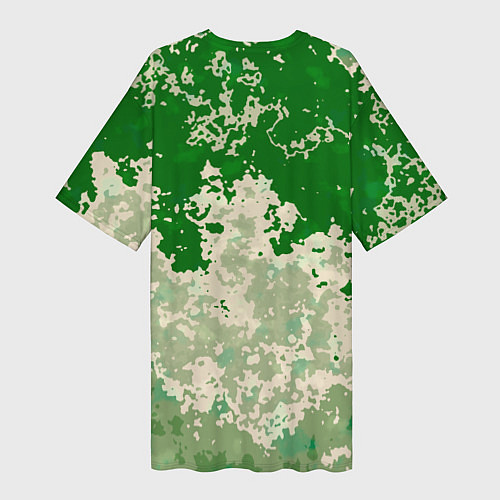 Женская длинная футболка Абстракция в зелёных тонах / 3D-принт – фото 2