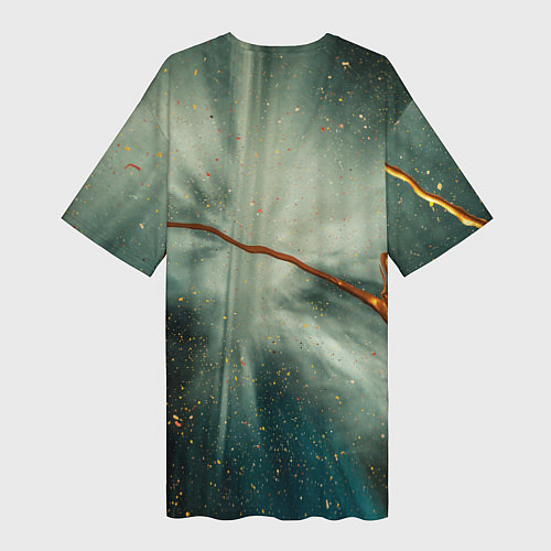 Женская длинная футболка Туман, лучи и краски / 3D-принт – фото 2