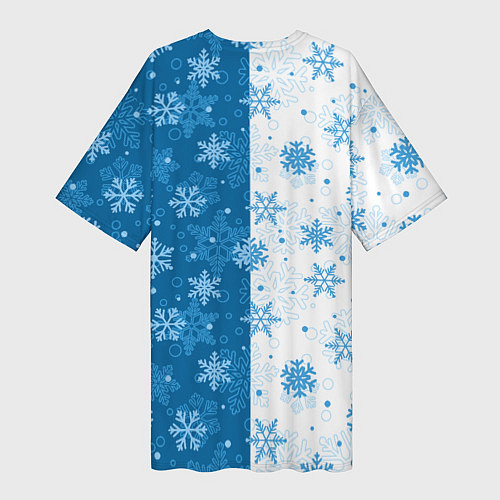 Женская длинная футболка Красивые снежинки / 3D-принт – фото 2