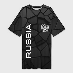 Футболка женская длинная Черная броня Россия, цвет: 3D-принт