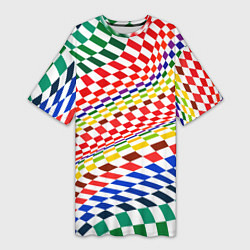 Женская длинная футболка Разноцветная оптическая иллюзия
