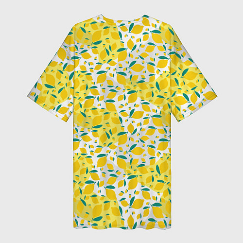 Женская длинная футболка Желтые лимоны паттерн / 3D-принт – фото 2
