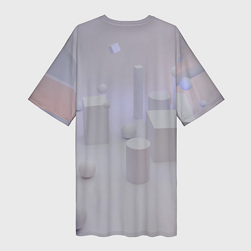 Женская длинная футболка Светлые геометрические шары и кубы / 3D-принт – фото 2