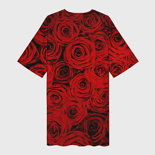 Женская длинная футболка Красный розы / 3D-принт – фото 2