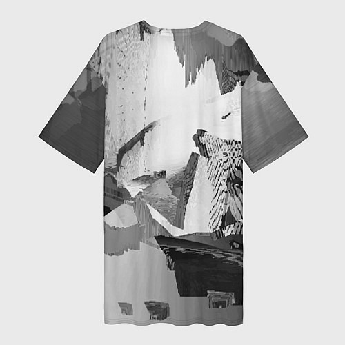 Женская длинная футболка Череп монстра - fangs - glitch / 3D-принт – фото 2