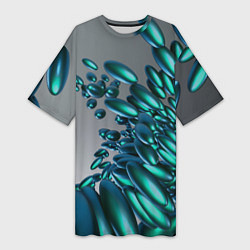 Футболка женская длинная Абстрактные блестящие камни и серый фон, цвет: 3D-принт