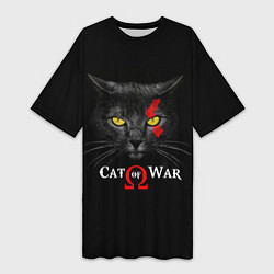 Футболка женская длинная Cat of war collab, цвет: 3D-принт
