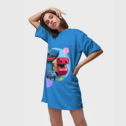 Футболка женская длинная Poppy Playtime Хагги Вагги и Бокси Бу, цвет: 3D-принт — фото 2