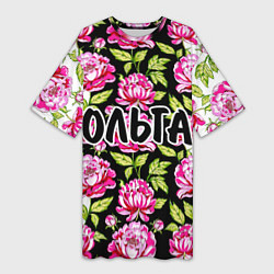 Женская длинная футболка Ольга в цветах