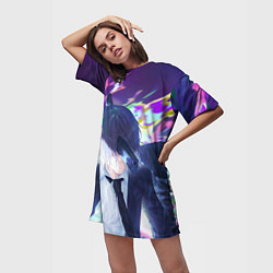 Футболка женская длинная Аки демон, цвет: 3D-принт — фото 2