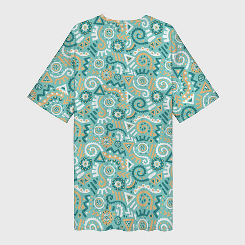 Женская длинная футболка Узор этнический гранж / 3D-принт – фото 2