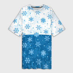 Женская длинная футболка Снежинки день - ночь