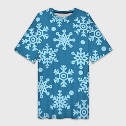Футболка женская длинная Blue snow, цвет: 3D-принт