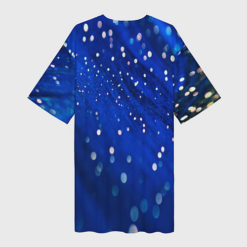 Женская длинная футболка Белые пузыри на синем фоне / 3D-принт – фото 2