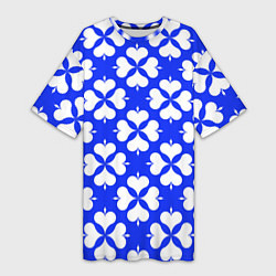 Женская длинная футболка Четырехлистный клевер синий