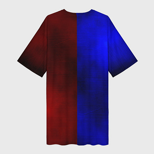 Женская длинная футболка Половина синяя, половина красная / 3D-принт – фото 2