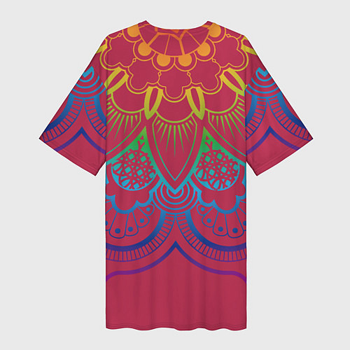 Женская длинная футболка Viva magenta mandala / 3D-принт – фото 2