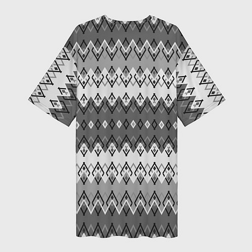 Женская длинная футболка Серый геометрический полосатый орнамент / 3D-принт – фото 2