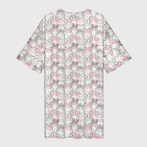 Женская длинная футболка Зайка в цветочках / 3D-принт – фото 2