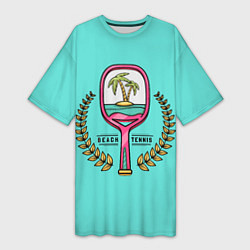 Футболка женская длинная Пляжный теннис - золотая ветвь, цвет: 3D-принт