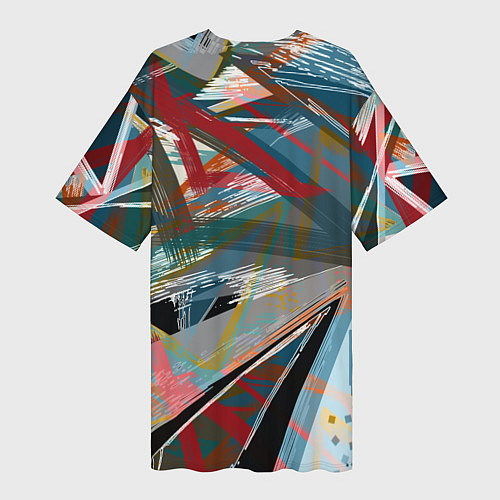 Женская длинная футболка Абстрактный многоцветный узор / 3D-принт – фото 2