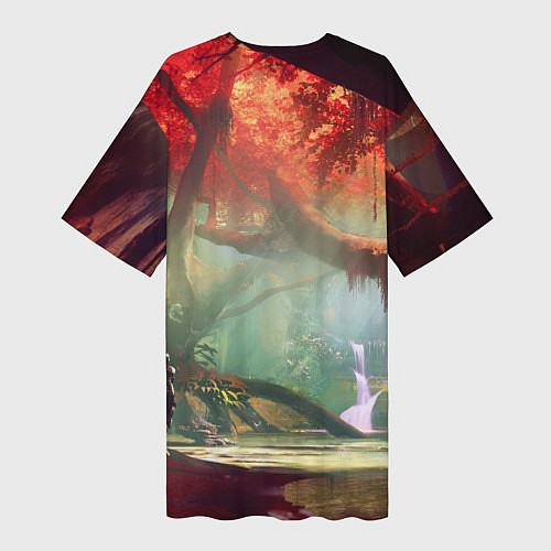 Женская длинная футболка Destiny пейзаж джунглей / 3D-принт – фото 2