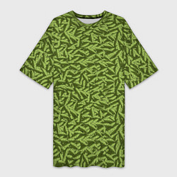 Женская длинная футболка Милитари листья в полоску