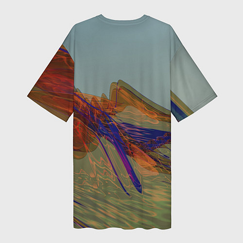 Женская длинная футболка Волнообразные разноцветные музыкальные линии / 3D-принт – фото 2