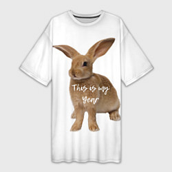 Женская длинная футболка Это год кролика
