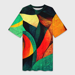 Женская длинная футболка Текстурированная цветная абстракция
