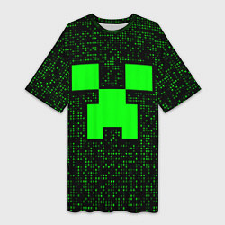 Женская длинная футболка Minecraft green squares