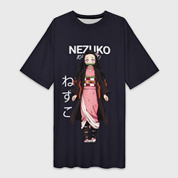 Женская длинная футболка Клинок, рассекающий демонов аниме - Незуко Камадо