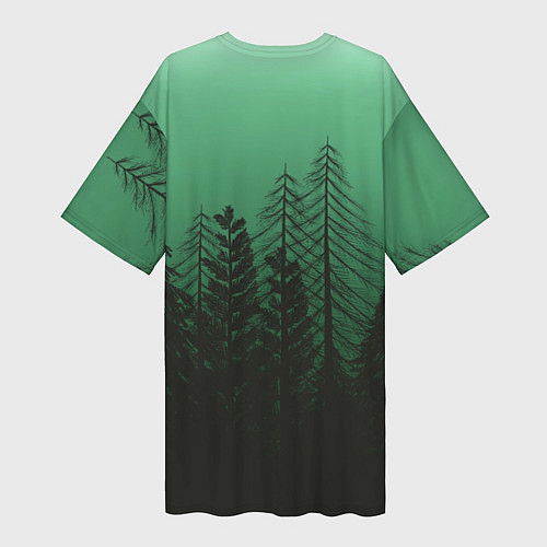 Женская длинная футболка Зелёный туманный лес / 3D-принт – фото 2