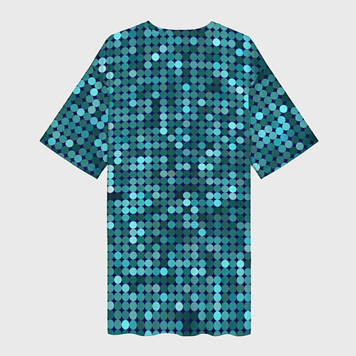 Женская длинная футболка Блеск пайеток изумрудных бирюзовых / 3D-принт – фото 2