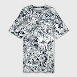 Женская длинная футболка Сверкающие кристаллы серебра