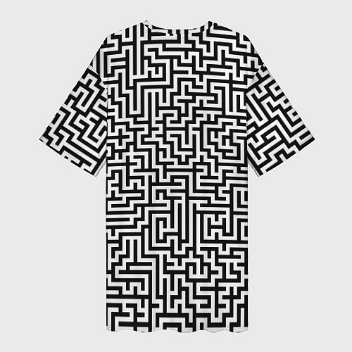 Женская длинная футболка Черно-белый лабиринт / 3D-принт – фото 2