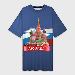 Футболка женская длинная Москва Кремль, цвет: 3D-принт