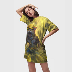 Футболка женская длинная Наэлектризованный кот, цвет: 3D-принт — фото 2