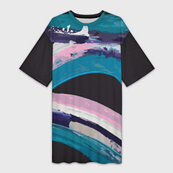 Футболка женская длинная Waves of paints, цвет: 3D-принт