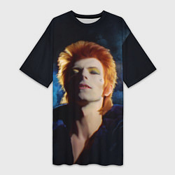 Футболка женская длинная David Bowie - Jean Genie, цвет: 3D-принт