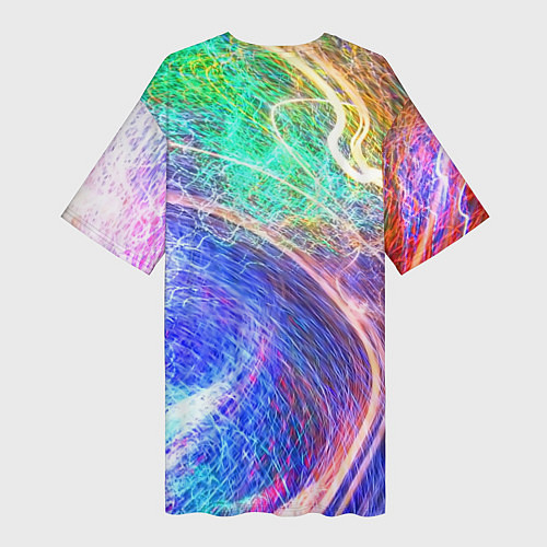 Женская длинная футболка Абстрактные разноцветные молнии / 3D-принт – фото 2