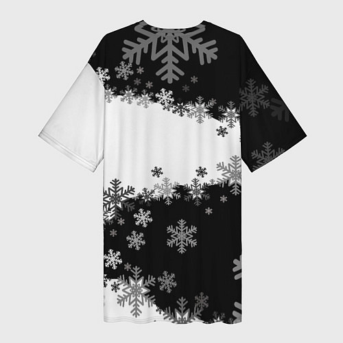 Женская длинная футболка Сноуборд черно-белый / 3D-принт – фото 2