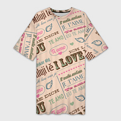 Женская длинная футболка Ретро дизайн про любовь