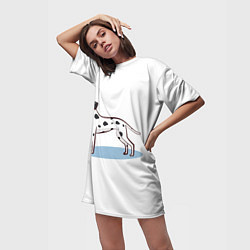 Футболка женская длинная Собака Далматин, цвет: 3D-принт — фото 2