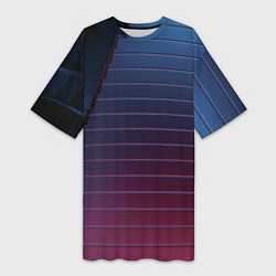 Женская длинная футболка Абсрактная лестничная тёмно-синяя текстура