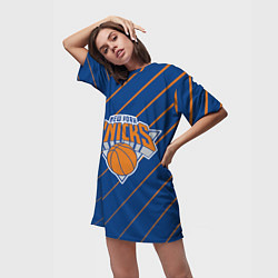 Футболка женская длинная Нью-Йорк Никс - НБА, цвет: 3D-принт — фото 2