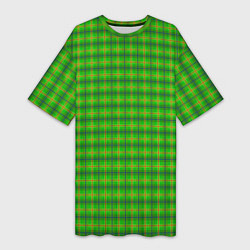 Женская длинная футболка Шотландка зеленая крупная