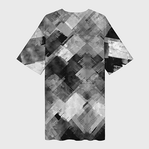 Женская длинная футболка Полоски белые и чёрные / 3D-принт – фото 2