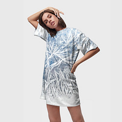 Футболка женская длинная Абстрактный ледяной паттерн, цвет: 3D-принт — фото 2