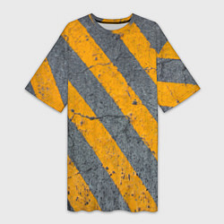 Женская длинная футболка Желтые полосы на бетоне